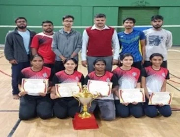Deeksha B J was winner in Badminton at VTU Central Karnataka Zone